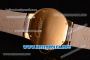 Cartier Ballon Bleu De Medium Asia 4813 Automatic Yellow Gold Case with Sliver Dial and Grey Leather strap