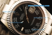 Rolex Datejust II Swiss ETA 2836 Automatic Movement Full Steel with Black Dial and White Roman Numerals