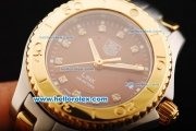 Tag Heuer Link 200 Meters Swiss Quartz Movement Brown Dial with Gold Bezel and Two Tone Strap