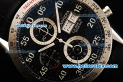 Tag Heuer Carrera Calibre 16 Swiss Valjoux 7750 Automatic Movement Steel Case with Black Dial and White Markers