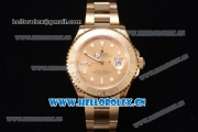 Rolex Yacht-Master 40 Clone Rolex 3135 Automatic Yellow Gold Case/Bracelet with Yellow Gold Dial and Dot Markers (BP)