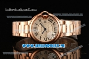 Cartier Ballon Bleu De Medium Swiss ETA 2671 Automatic Rose Gold Case Silver Dial Roman Numeral Markers and Rose Gold Bracelet - 1:1 Original