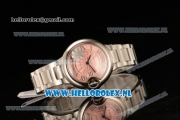 1:1 Cartier Ballon Bleu De 2671 Auto Steel Case with Pink Dial and Steel Bracelet