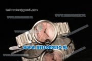 1:1 Cartier Ballon Bleu De 2671 Auto Steel Case with Pink Dial and Steel Bracelet