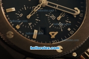 Hublot Big Bang Polo Gold Cup Chronograph Swiss Valjoux 7750 Automatic Movement Ceramic Case and Bezel with Black Dial and Black Rubber Strap-1:1 Original