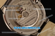 Cartier Ballon Bleu De 9015 Auto Steel Case with White Dial and Black Leather Strap