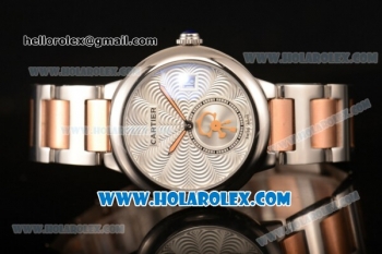 Cartier Rotonde De Miyota Quartz Two Tone Case with Silver Dial and Rose Gold/Steel Bracelet