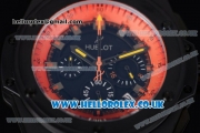 Hublot King Power Chrono Japanese Miyota OS20 Quartz PVD Case with Black Dial Orange Bezel and Black Leather Strap