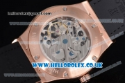 Hublot Classic Fusion Skeleton Asia Automatic Rose Gold Case with Skeleton Dial and Black Leather Strap