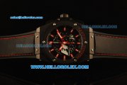 Hublot King Power F1 Chronograph Quartz PVD Case with Black Dial and Red Markers-Black Rubber Strap