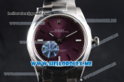 Rolex Oyster Perpetual Air King Clone Rolex 3132 Automatic Stainless Steel Case/Bracelet with Red Grape Dial and Stick Markers - 1:1 Original (JF)