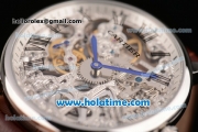 Cartier Rotonde De Swiss Manual Winding Steel Case with Brown Leather Bracelet and Skeleton Dial