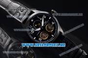 IWC Big Pilot Double Tourbillon Asia ST28 Automatic PVD Case with Black Dial and Black Leather Strap Stick/Arabic Numeral Markers