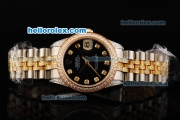 Rolex Datejust Automatic Movement Black Dial with Diamond Markers and Two Tone Strap