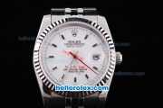 Rolex Datejust Turn-O-Graph Oyster Perpetual Automatic Movement with White Dial and Red Second Hand