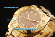 Rolex Datejust Automatic Movement Full Gold with Brown Dial and Diamond Bezel-ETA Coating Case