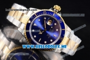 Rolex Submariner Clone Rolex 3135 Automatic Two Tone Case/Bracelet with Blue Dial and Dot Markers (BP)