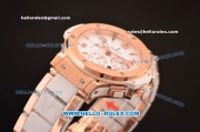 Hublot Big bang Swiss Valjoux 7750 Automatic Rose Gold Case with White Dial and Rose Gold/Ceramic Bracelet