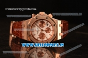 Audemars Piguet Royal Oak Chrono Rose Gold Case White Dial 7750 Automatic Brown Leather