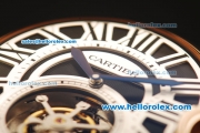 Cartier Ballon Bleu de Cartier Swiss Tourbillon Manual Winding Movement Gold Case with Black Leather Strap