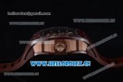 Richard Mille RM052 Miyota 9015 Automatic Ceramic Case with Skull Dial Dot Markers and Brown Rubber Strap