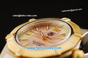 Tag Heuer Aquaracer Swiss ETA Quartz Movement Gold Bezel with Pink MOP Dial and Two Tone Strap