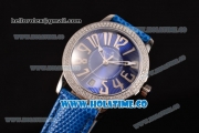 Blancpain Women Ladybird Ultraplate Miyota 9015 Automatic Steel Case with Diamonds Bezel and Blue Dial (G5)