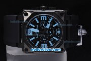 Bell & Ross BR 01-94 Automatic Movement PVD Casing with Blue marking Black Bezel and Rubber Strap