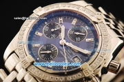 Breitling Chronomat Evolution Swiss Valjoux 7750 Automatic Movement Full Steel with Blue Dial and Diamond Bezel