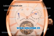 Vacheron Constantin Malte Tourbillon Power Reserve Swiss Tourbillon Manual Winding Rose Gold Case with White Dial Stick Markers and Brown Leather Strap