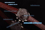 Omega Speedmaster Chrono Swiss Quartz Steel Case PVD Bezel with Brown Leather Strap and Brown Dial Numeral Markers