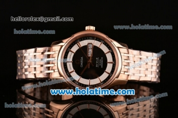 Omega De Ville Hour Vision Annual Calendar Swiss ETA 2836 Automatic Rose Gold Case and Strap with Black Dial