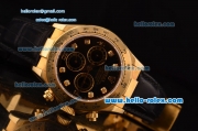 Rolex Daytona Swiss Valjoux 7750-DD Automatic Gold Case with Black Dial and Diamond Markers