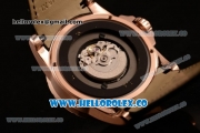 Roger Dubuis Excalibur Knights of the Round Table II Citizen 6T51 Manual Winding Rose Gold Case with White/Green Dial and Black Leather Strap - (AAAF)