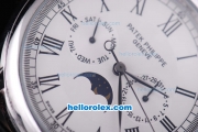 Patek Philippe Classic Chronograph Automatic with White Dial,Black Marking and Leather Strap