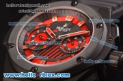 Hublot King Power Swiss Valjoux 7750-DD Automatic PVD Case with Red Dial and Black Rubber Strap