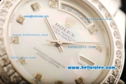 Rolex Day-Date Automatic Movement ETA Coating Case with White MOP Dial and Diamond Markers/Bezel
