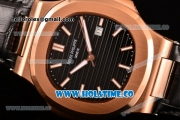 Patek Philippe Nautilus Asia Automatic Rose Gold Case with Black Dial and White Sitck Markers