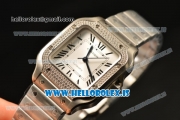 Cartier Santos De Cartier White Gold Miyota 9015 Auto With Diamonds Bezel WJSA0009