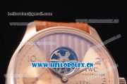 IWC Portuguese Tourbillon Asia ST25 Automatic Rose Gold Case with Rose Gold Dial Arabic Numeral Markers and Brown Leather Strap