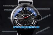 Cartier Ballon Bleu de Cartier Large Asia 2813 Automatic Carbon Case with Black Dial and PVD Bracelet Roman Numeral Markers