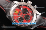 Scuderia Ferrari Chronograph Miyota OS20 Quartz Steel Case with Red Dial Black Leather Strap and Silver Arabic Numeral Markers