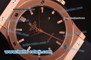 Hublot Classic Fusion Asia 2813 Automatic Rose Gold Case with Black Dial and Black Rubber Strap