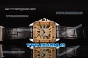 Cartier Santos 100 Medium Swiss ETA 2824 Automatic Steel Case with Diamonds Bezel and Beige Dial