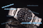 Rolex GMT Master Vintage Asia 2813 Automatic Black Bezel with Black Dial and Steel Bracelet-White Markers