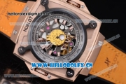 Hublot Masterpiece MP 08 Antikythera Sunmoon Asia 2813 Automatic Rose Gold Case Skeleton Dial Stick Markers and Yellow Leather Strap