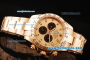 Rolex Daytona II Automatic Movement Gold Case and Strap with Rose Gold Dial and White Markers