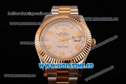 Rolex Day-Date II Asia 2813 Automatic Two Tone Case/Bracelet with White Dial and Gold Roman Numeral Markers