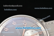 IWC Portuguese Chrono Swiss Valjoux 7750 Automatic Steel Case with Grey Dial and Grey Leather Strap