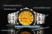 Ferrari Rattrapante Chrono Miyota OS20 Quartz Steel Case with PVD Bezel Yellow Dial and Stick Markers